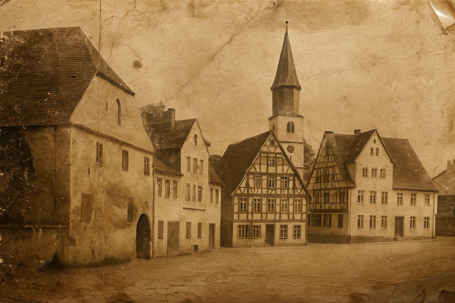 Vorher: altes Stadtfoto mit Kratzern und Patina | Fotostudio Denk in Günzburg